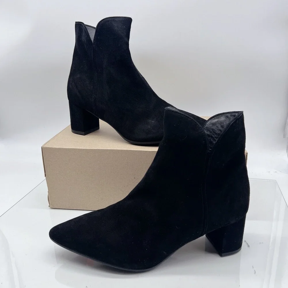 $496 Aquatalia Kaylani Women's Ankle Boots Bootie Pointed Toe Black Suede US 12 - Picture 2 of 12